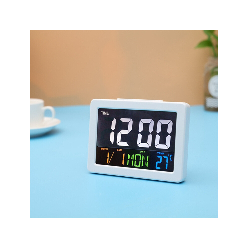 G2000 Color Screen Date Temperature Display Alarm Clock Desk Clock(White) White