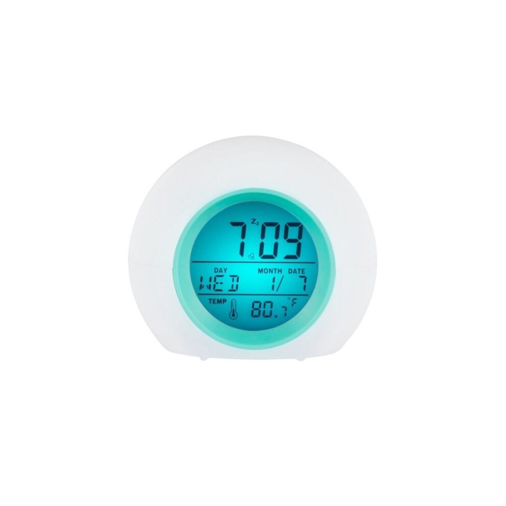 Round Color Gradient Alarm Clock Perpetual Calendar Clock Light