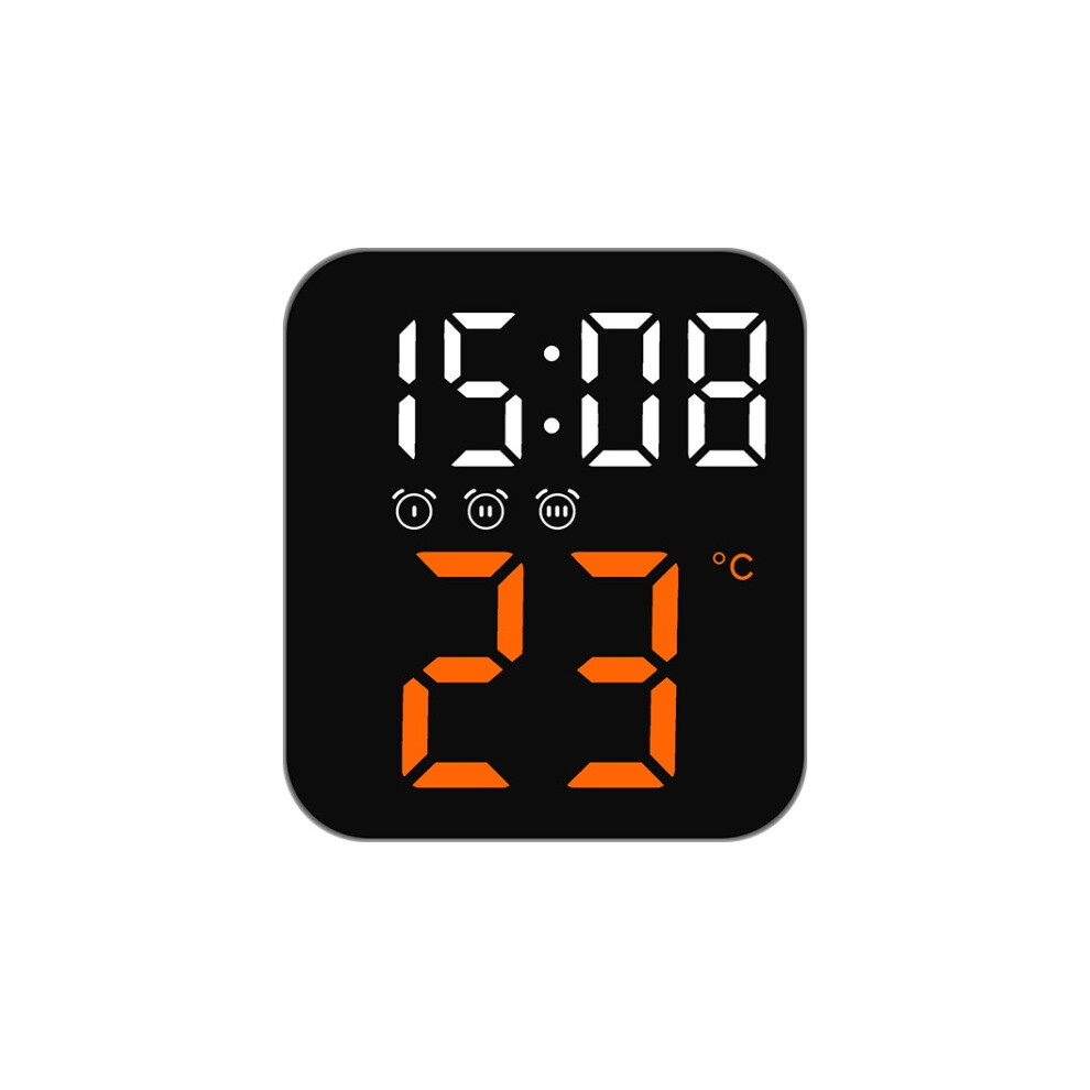 Simple Led Electronic Temperature Clock With Three Alarms, Entryway Wall Clock ( Light) Orange/Light