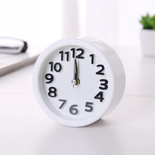 Creative, minimalist, silent alarm clock (round, white)