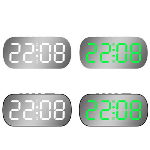 6637 LED Digital Temperature Display Desktop Mirror Alarm Clock (White with Green Light) 1