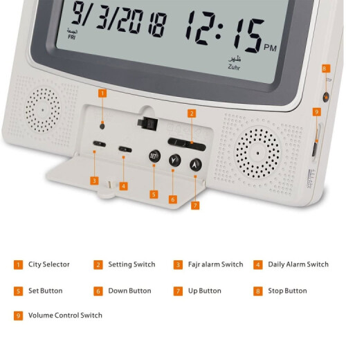 Desktop Digital Perpetual Calendar Alarm Clock for Study (Grayish White) 1