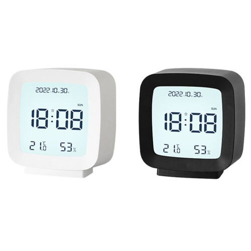 2286 Mini Multifunctional Calendar Alarm Clock, Bedside Temperature and Humidity Clock (White) 1