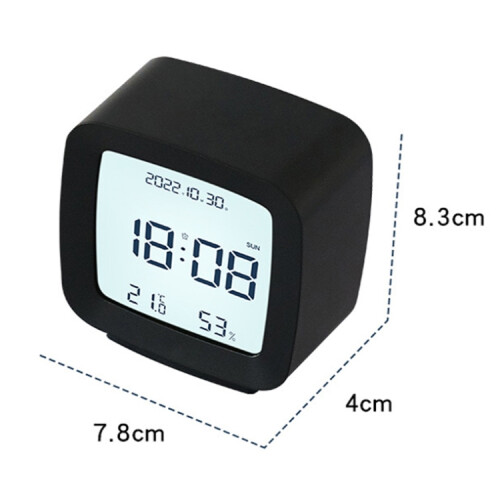 2286 Mini Multifunctional Calendar Alarm Clock, Bedside Temperature and Humidity Clock (White) 2