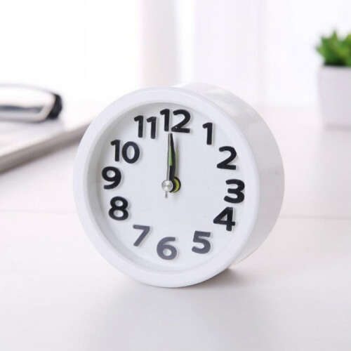 Creative, minimalist, silent alarm clock (round, white) 1