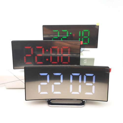 6507 Curved Big Screen Electronic Clock LED Mirror Mute Alarm Clock(White) 1