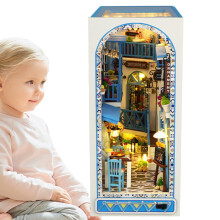 Book Nook Kit Coastal Theme 3D Wooden Puzzle Bookend with Warm Ambient Lighting for Home Decor