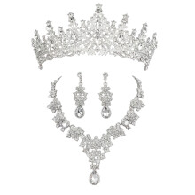 Meerdere kleuren strass prinses tiara ketting set-Zilver