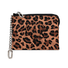 Trendy PU lederen geldhouder met ruim interieur-luipaard bruin