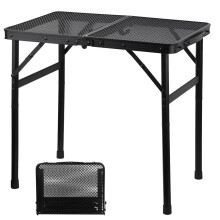 Camping Table Adjustable Height Lightweight Aluminum Folding Grill Table with Mesh Surface 23.62in