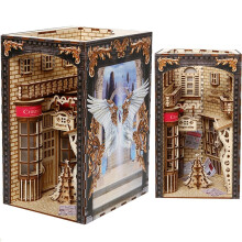 Diagon Alley Book Nook 3D Wooden Puzzle Bookend with LED Light DIY Bookshelf Insert Decor