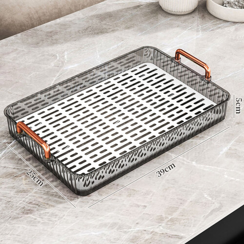 Tea Tray 24oz Capacity, 39x25x5 cm, Gray 1