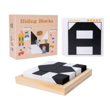 Wooden Block Puzzle Set with 40 Challenge Cards, Creative Brain Teaser Game for Kids and Adults