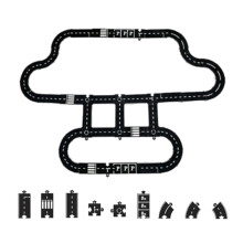 Flexible Rubber Road Puzzle Track Set, Waterproof Modular Toy Car Racetrack for Indoor Outdoor Play