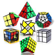 Speed Cube Set 7 Pack for Kids and Adults, Smooth Turning Magic Cube Bundle 2x2 3x3 4x4 Megaminx Pyramid