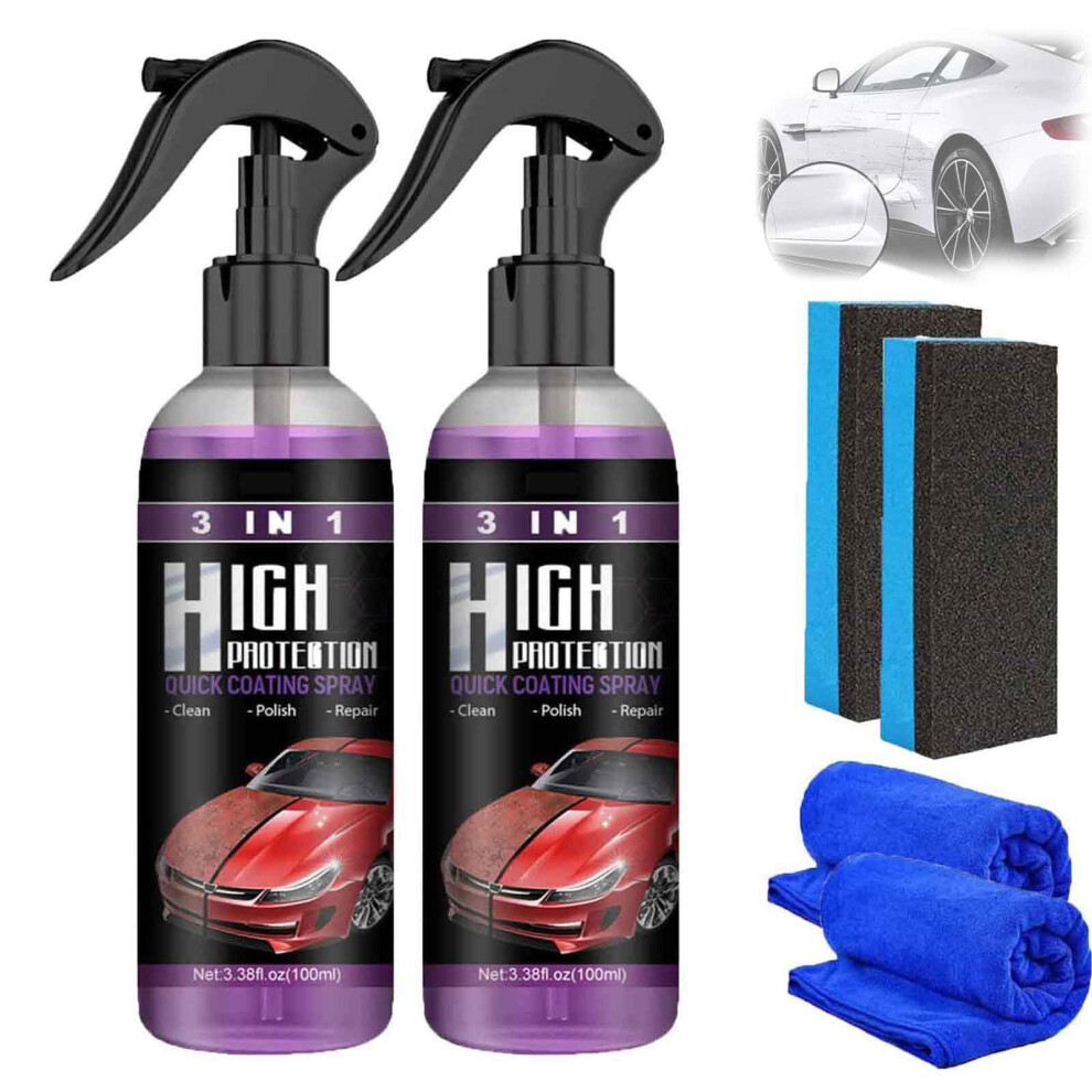 3 In 1 Car Ceramic Coating Spray, Hydrophobic Wax Polishing Cleaner For Scratch And Gloss (2Pcs) 9771547839460