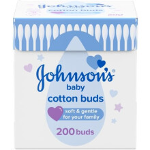 Johnson's Baby Cotton Buds 200 Pack Soft 100% Cotton, Plastic-Free Ear Buds