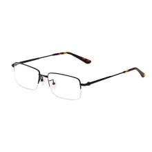 Blue Light Blocking Reading Glasses for Men, Anti Glare Metal Half Frame Black, Reduce Eyestrain