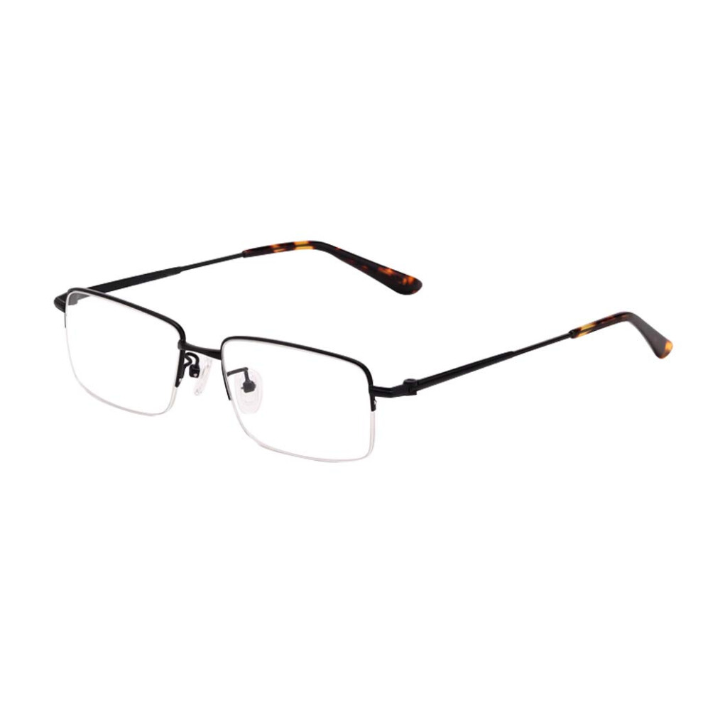 Blue Light Blocking Reading Glasses for Men, Anti Glare Metal Half Frame Black, Reduce Eyestrain