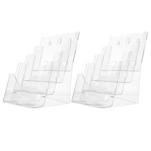 2pcs Acrylic Brochure Holder 4 Tier Clear Display Stand for Magazines Flyers Office and Home Use