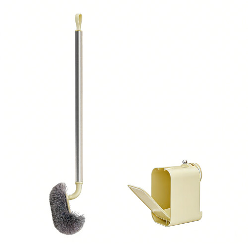 Brosse de toilette ergonomique avec support à-couleur crème