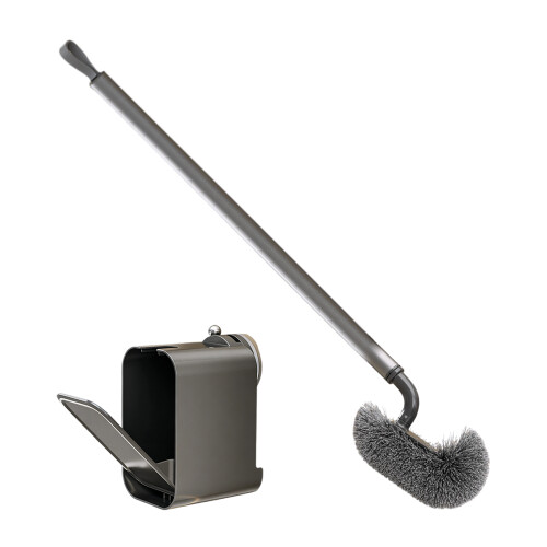 Ensemble de brosse de toilette avec tête inclinée-gris