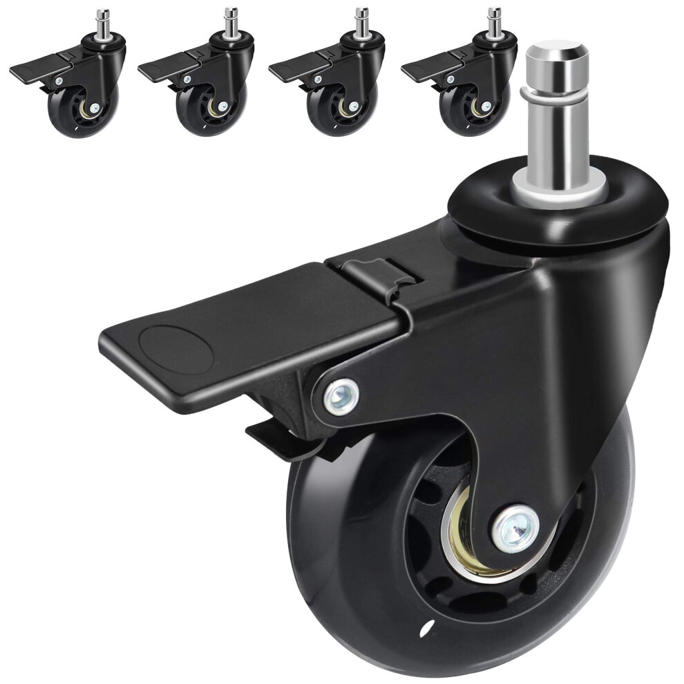 5 Pack 2.5 Inch Office Chair Casters With Brakes, Heavy Duty Quiet Wheels For Hardwood Floors 9771547839750