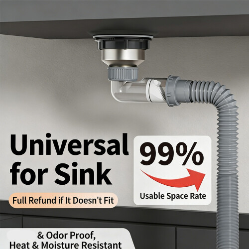 Side Exit Kitchen Sink Drain Pipe Anti Backflow Odor Proof-80cm 2