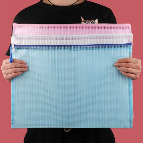 Waterproof Document Organizer with Zipper Pouch for Office School Artwork Paper Storage Blue 1