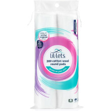 Lil-Lets Cotton Wool Round Pads 200 Count  Organic Soft Cotton Makeup & Skin Pads