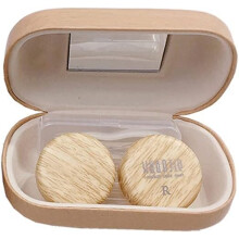 Wood Grain Travel Contact Lens Case with Mirror, LeakResistant Compact Holder for Eye Lenses