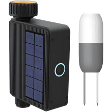 Smart Plant Sensor with Solar Panel, 4in1 Soil Moisture Light Fertility Temperature Monitor, WiFi Garden Watering System, IP67 Waterproof
