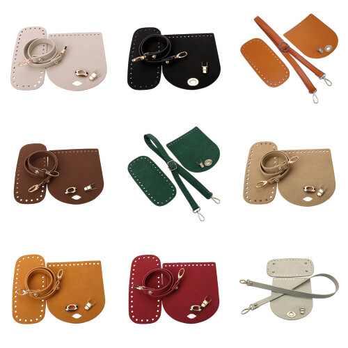 3 Piece PU Leather Hooked Bag Making Kit With Base Strap-brown 1