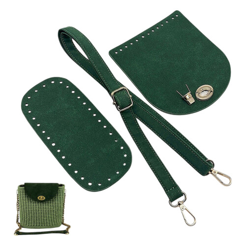3 Piece PU Leather Hooked Bag Making Kit With Base Strap-brown 2