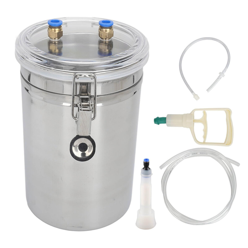 2L Stainless Steel Manual Milking Machine Double Head Hand Vacuum Milk Pump with Transparent Lid for Cow Goat Sheep