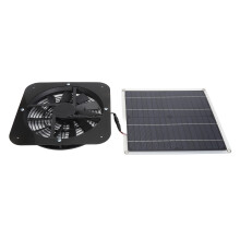 Solar Panel Exhaust Fan 100W with 10-inch Round Fan for Greenhouse & Shed Black