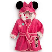 (2-3 Years, Rose Red Minnie) Kids Boys Girls Hooded Bathrobe Mickey Minnie Dressing Gown Sleepwear Nightwear Pajamas