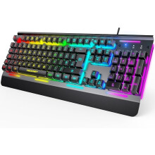 TECKNET RGB Gaming Keyboard UK Layout, USB Wired Computer Keyboard with 15-Zone RGB Illumination, All-Metal Panel, 25 Anti-ghosting Keys