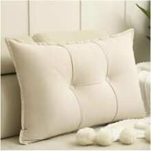 Ivory Headboard Pillow 60x60x18cm with Thick Comfort Padding and Detachable Washable Cover for Bed or Sofa