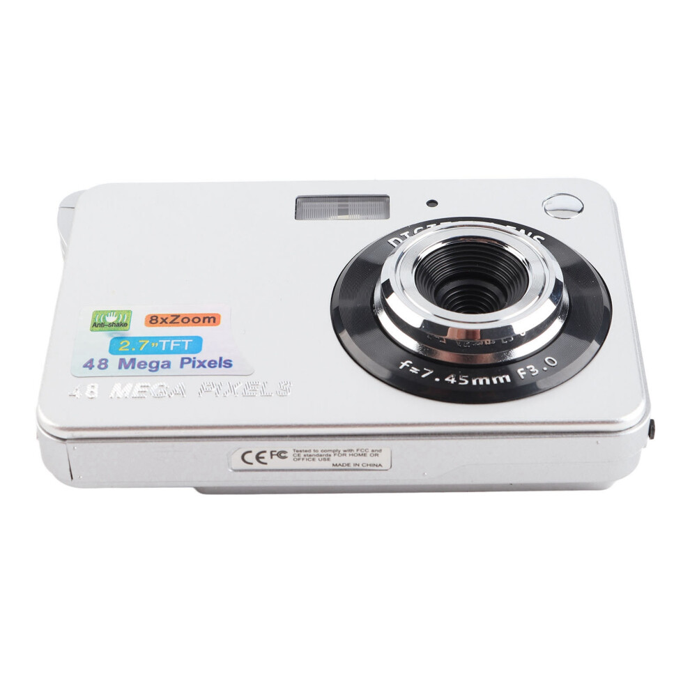 Compact 48MP Digital Camera for Teens 2.7 Inch TFT Screen 8X Zoom Silver