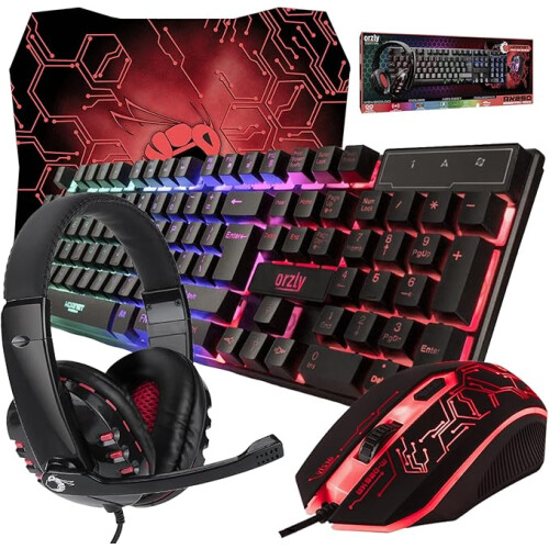 Gaming Keyboard and Mouse and Mouse pad and Gaming Headset, Wired LED RGB Backlight Bundle for PC Gamers Users