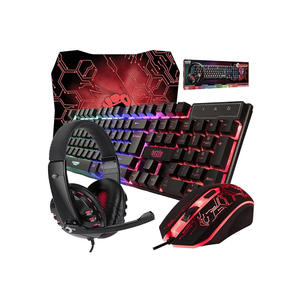 Gaming Keyboard And Mouse And Mouse Pad And Gaming Headset, Wired Led Rgb Backlight Bundle For Pc Gamers Users 001276548760