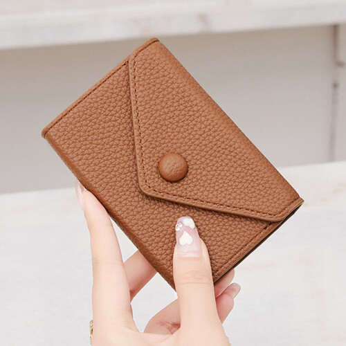 Ladies Small PU Leather RFID Credit Card Wallet Compact Card Case Brown