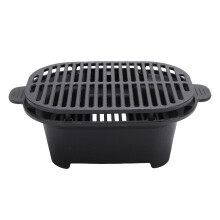 Japanese Hibachi Grill Cast Iron Charcoal BBQ Stove, Tabletop Outdoor Grill for Camping and Balcony Use