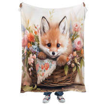 Pink Fox Throw Blanket 60x80 Soft Cozy Fleece Woodland Animal Decor for Women and Girls