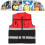 Reflective Vest Red/Black Round Neck, Multi Pocket 1