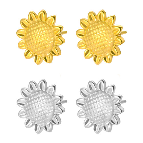 Handmade Sunflower Themed Studs Earrings Ear Accessories-Gold 1
