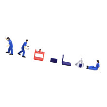 Handgefertigte Miniatur-Arbeiterfigur aus Kunstharz,-Blau