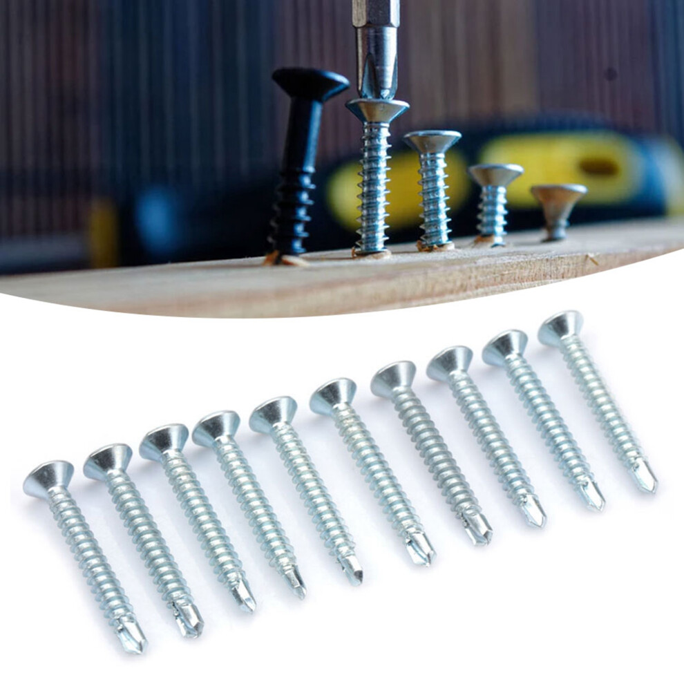 M4.2*32 Flat Head Self Tapping Screws 50Pcs Steel Fasteners For Diy Projects 7621393630426