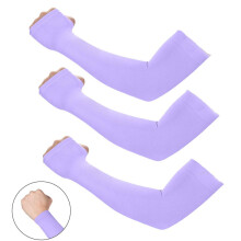 UV Protection Cooling Arm Sleeves for Men and Women, UPF50 Sun Protection, 3 Pack Purple